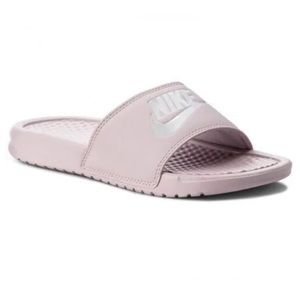 NIKE Slides - Size 8 Benassi JDI 
Particle Rose / Metallic Silver